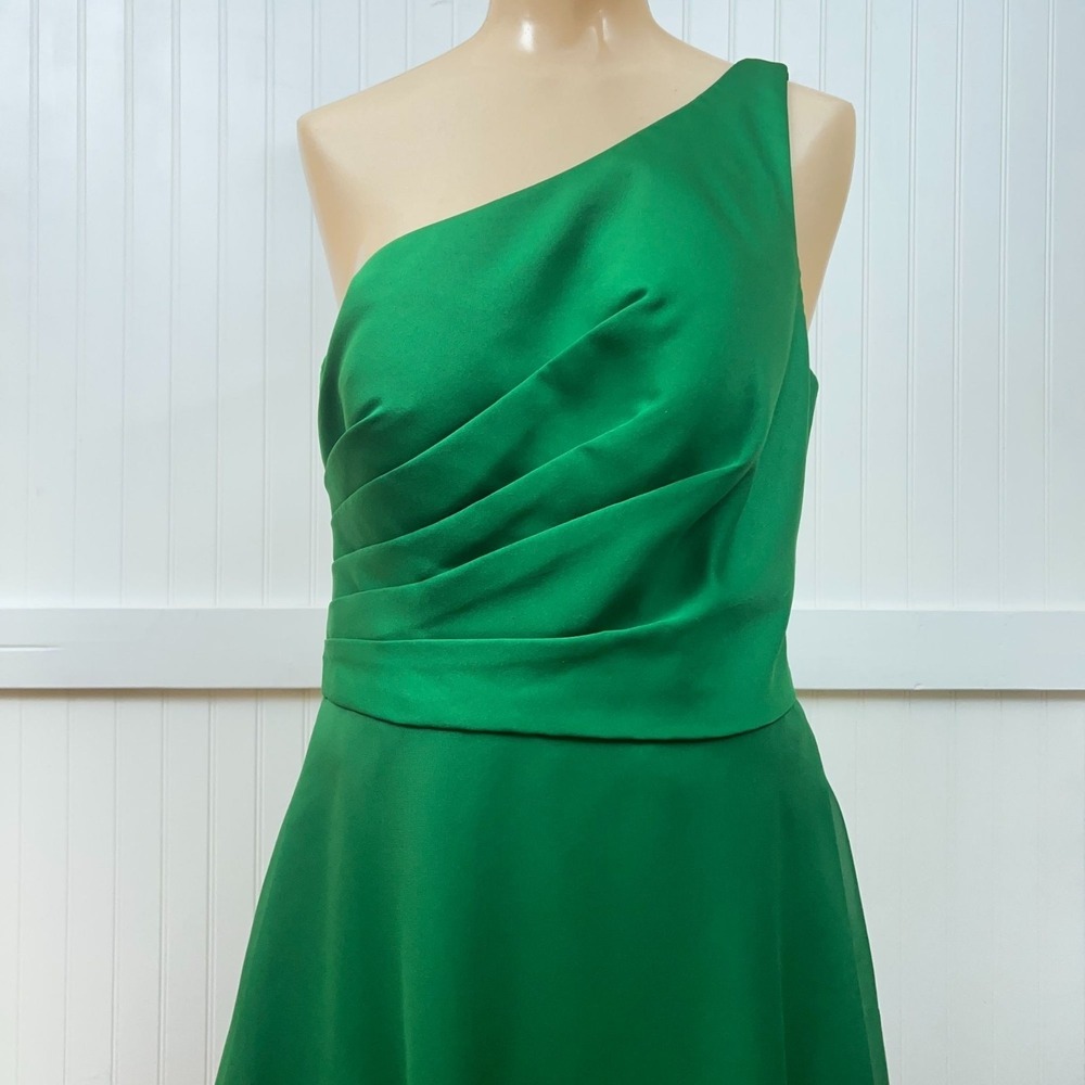 Wtoo Bridesmaid Dress Green One Shoulder Chiffon Flowy A Line Sleeveless Prom 10 - Picture 4 of 7